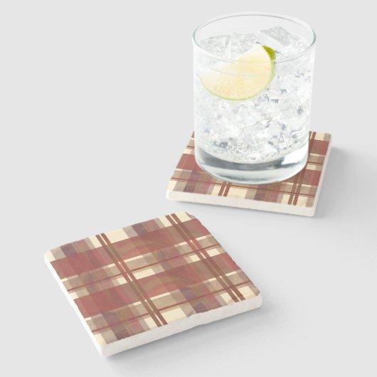 Dessous-de-verre En Pierre Madras Plaid Fall Red (Côté)
