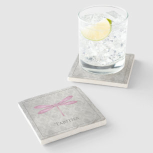 Dessous-de-verre En Pierre Magenta Dragonfly Damas