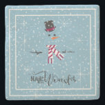 Dessous-de-verre En Pierre Magic and Wonder Christmas Snowman Blue ID440<br><div class="desc">Belle conception minimaliste de dessous de verre en pierre de Noël avec un bonhomme de neige stylisé encadré en blanc sur un arrière - plan bleu cadet parsemé de flocons de neige et d'étoiles. La typographie branchée de 'Magic and Wonder' complète le design. Ajoutez votre nom pour personnaliser si vous...</div>