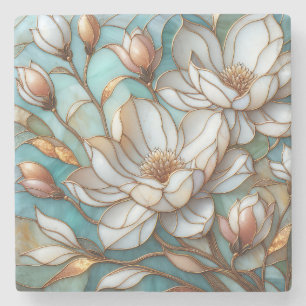 Dessous-de-verre En Pierre Magnolia Élégant Art Mosaïque Floral en Verre Cath