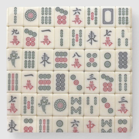 Dessous-de-verre En Pierre Mahjong Tiles (Devant)