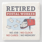 Dessous-de-verre En Pierre Mailman Retraite Travailleur Postal Retraité (Devant)