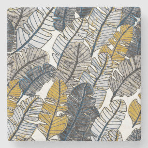 Dessous-de-verre En Pierre Main tirée : Feuilles tropicaux