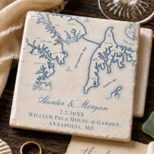 Dessous-de-verre En Pierre Maison William Paca Mariage Annapolis MD Carte 