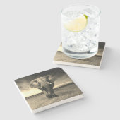 Dessous-de-verre En Pierre Majestic Wild Bull Elephant à Sepia (Côté)