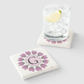 Dessous-de-verre En Pierre Majuscule G monogramme floral (Côté)