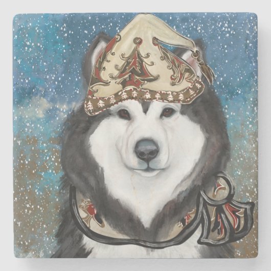 Dessous-de-verre En Pierre Malamute d'Alaska (Devant)