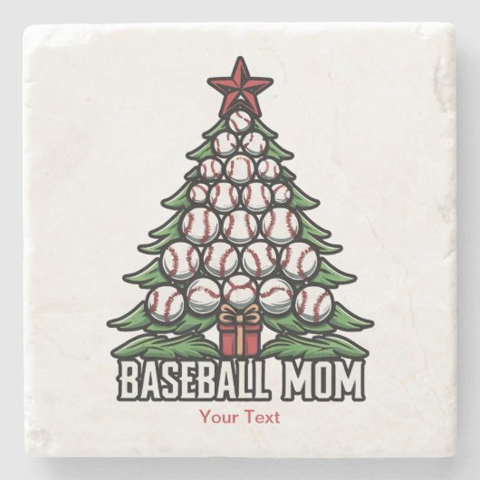 Dessous-de-verre En Pierre Maman de baseball pour Noël (Devant)