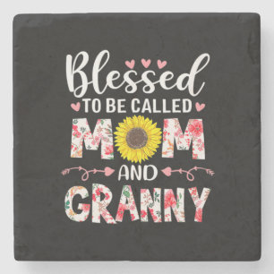 Dessous-de-verre En Pierre Maman Et Granny Floral Anniversaire