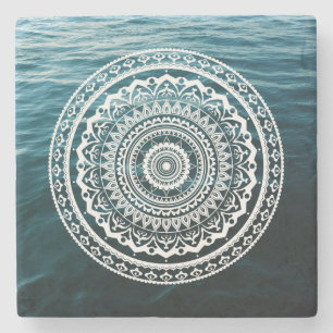 Dessous-de-verre En Pierre Mandala Blanc Laissez la mer vous libérer