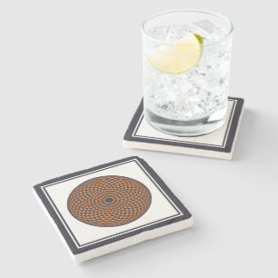 Dessous-de-verre En Pierre Mandala blanc noir spirituel géométrique Oriental