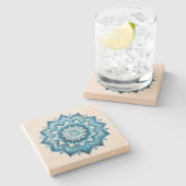 Dessous-de-verre En Pierre Mandala bleu (Côté)