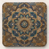 Dessous de verre en pierre mandala bleu rustique | (Devant)
