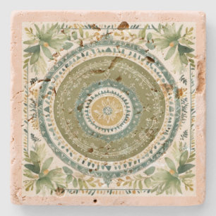 Dessous-de-verre En Pierre Mandala Boho Vert Vintage
