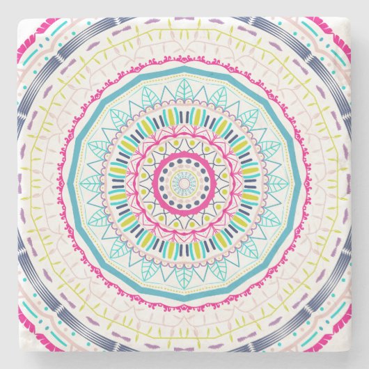 Dessous-de-verre En Pierre mandala coloré (Devant)