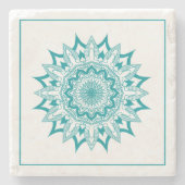 Dessous-de-verre En Pierre Mandala de cercle bleu-vert (Devant)