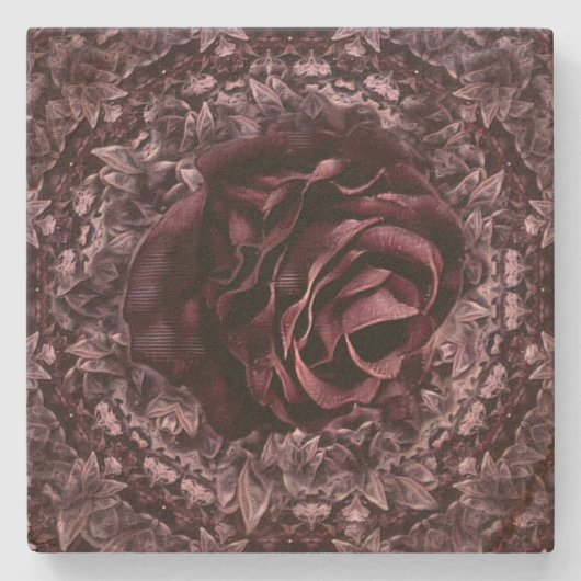 Dessous-de-verre En Pierre Mandala de rose  (Devant)