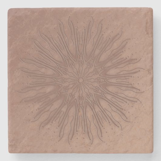 Dessous-de-verre En Pierre Mandala de sunburst boho bio (Devant)