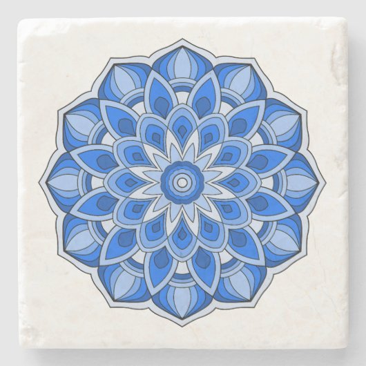 Dessous-de-verre En Pierre Mandala en bleu (Devant)