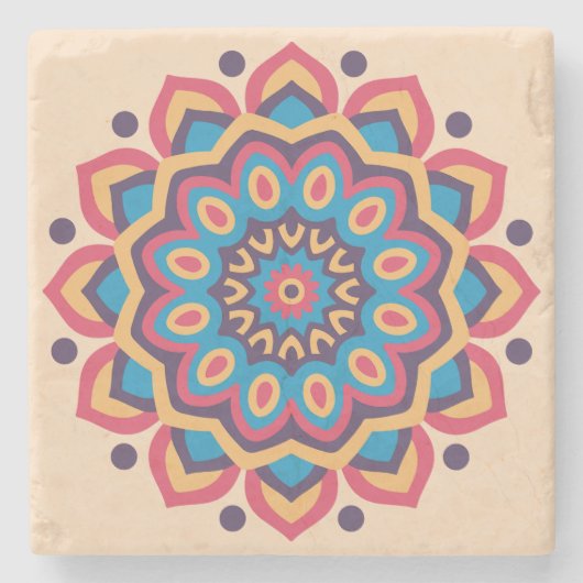 Dessous-de-verre En Pierre Mandala Hexcolor vibrante (Devant)