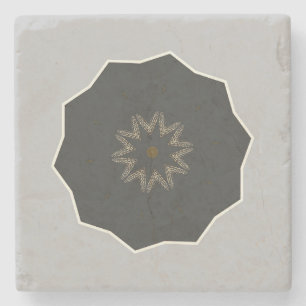 Dessous-de-verre En Pierre Mandala Kaleidoscope noir sur gris