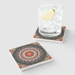 Dessous-de-verre En Pierre Mandala magique noir et rouge