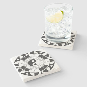 Dessous-de-verre En Pierre Mandala Yin Yang