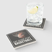 Dessous-de-verre En Pierre Manger Sommeil Jouer Basket-Ball Artwork Motivatio (Côté)