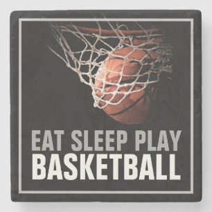 Dessous-de-verre En Pierre Manger Sommeil Jouer Basket-Ball Artwork Motivatio