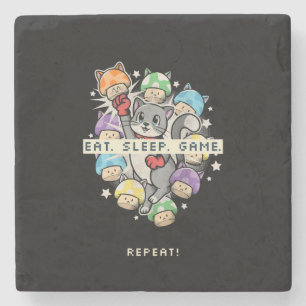 Dessous-de-verre En Pierre Mangez, Dormir, Jeu, Répéter