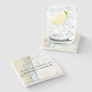 Dessous-de-verre En Pierre Mantoloking New Jersey Authentic Nautical Chart