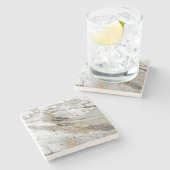 Dessous-de-verre En Pierre Marbre avec dalle Gold Streak Moderne  (Côté)