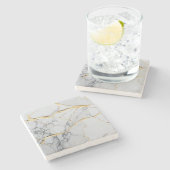 Dessous-de-verre En Pierre Marbre blanc et or (Côté)