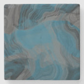 Dessous-de-verre En Pierre Marbre bleu et gris Abstrait (Devant)
