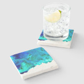 Dessous-de-verre En Pierre Marbre bleu marine marbre abstrait (Côté)