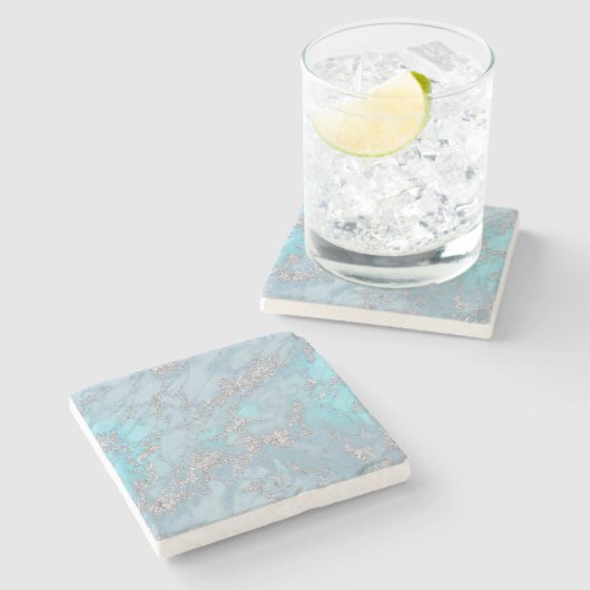 Dessous-de-verre En Pierre marbre bleu pastel (Côté)