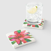 Dessous-de-verre En Pierre Marbre de Dessous de verre de Bromeliad rouge (Côté)