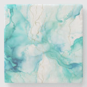 Dessous-de-verre En Pierre Marbre d'encre Mint Aqua (Devant)