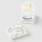 Dessous-de-verre En Pierre Marbre, effet gris et blanc (Côté)