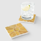 Dessous-de-verre En Pierre Marbre jaune Mosaïque Fleur art abstrait (Côté)