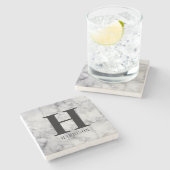 Dessous-de-verre En Pierre Marbre Monogramme personnalisé moderne (Côté)