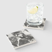 Dessous-de-verre En Pierre Marbre noir et blanc tendance (Côté)