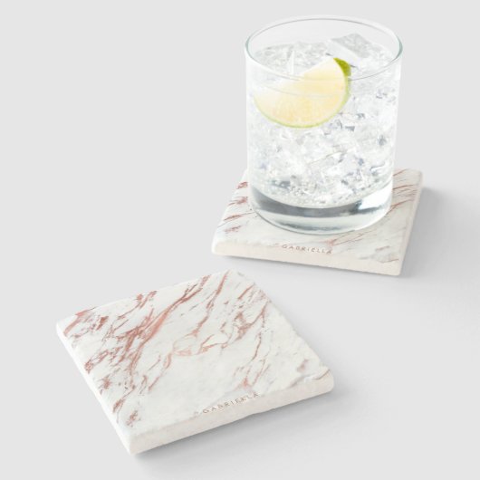 Dessous-de-verre En Pierre Marbre or rose (Côté)