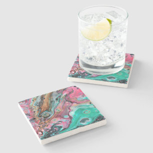 Dessous-de-verre En Pierre Marbre rose et vert