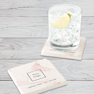 Dessous-de-verre En Pierre Marbre rose nom entreprise logo élégant moderne