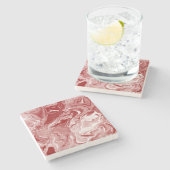 Dessous-de-verre En Pierre Marbre rouge classique (Côté)