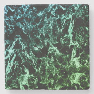 Dessous-de-verre En Pierre Marbre vert sur noir