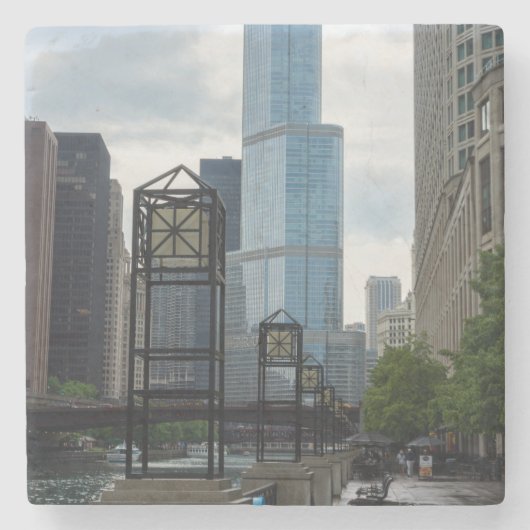 Dessous-de-verre En Pierre Marche de Chicago River (Devant)