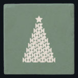 Dessous-de-verre En Pierre Marché d'hiver 07 Vintage Green Christmas Tree<br><div class="desc">Arbre de Noël Vintage Illustration Abstraite - Crème Arbre de Noël Blanc sur Arrière - plan Vert - Typographie : Marché d'hiver New York.</div>