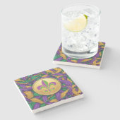 Dessous-de-verre En Pierre Mardi Gras Fleur de lis (Côté)